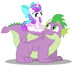 Size: 3783x3433 | Tagged: safe, artist:aleximusprime, princess flurry heart, spike, alicorn, dragon, pony, flurry heart's story, bow, chubby, cute, duo, fat, fat spike, female, filly, filly flurry heart, flurrybetes, future, hair bow, male, older, older flurry heart, older spike, piggyback ride, plump, ponies riding dragons, riding, simple background, transparent background, vector, winged spike