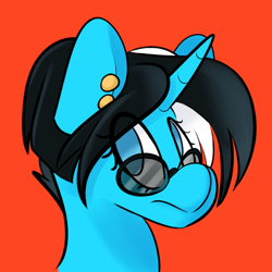 Size: 896x896 | Tagged: safe, artist:myahster, oc, pony, unicorn, commission, ear piercing, glasses, piercing, solo