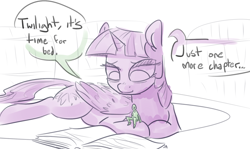 Size: 1280x763 | Tagged: safe, artist:nobody, twilight sparkle, twilight sparkle (alicorn), oc, oc:anon, alicorn, human, pony, book, female, mare, micro, prone, reading, size difference, sketch