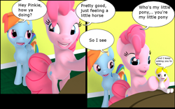 Size: 1280x800 | Tagged: safe, artist:nobody25445, pinkie pie, rainbow dash, earth pony, pegasus, pony, 3d, micro