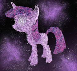 Size: 1170x1080 | Tagged: safe, twilight sparkle, pony, unicorn, 3d, female, horn, macro, mare, thread