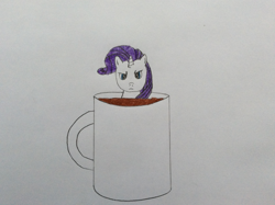 Size: 2592x1936 | Tagged: safe, artist:epicalaxy master, rarity, pony, cup of pony, hot chocolate, marshmallow, micro, mug, rarity is a marshmallow, solo, traditional art