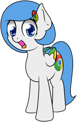 Size: 794x1247 | Tagged: safe, artist:10art1, derpibooru exclusive, oc, oc only, oc:google chrome, 2017 community collab, browser ponies, cute, derpibooru community collaboration, looking at you, open mouth, simple background, solo, transparent background