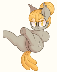 Size: 931x1171 | Tagged: safe, artist:toroitimu, oc, oc only, oc:luca, bat pony, pony, chubby, cute little fangs, fangs, looking at you, plot, plump, simple background, smiling, solo, underhoof, yellow background