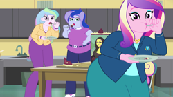 Size: 2560x1440 | Tagged: safe, artist:neongothic, edit, edited screencap, screencap, dean cadance, princess cadance, princess celestia, princess luna, principal celestia, vice principal luna, equestria girls, friendship games, bbw, cake, cakelestia, chubby, chubbylestia, dean decadence, fat, fat edit, female, food, princess decadence, princess moonpig, principal chubbylestia, reality ensues, royal sisters, sisters, story included, vice principal moonpig, weight gain