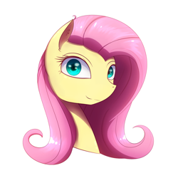 Size: 1200x1200 | Tagged: safe, artist:joe0316, artist:laptop-pone, fluttershy, pegasus, pony, bust, looking at you, simple background, smiling, solo, white background