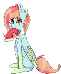 Size: 1024x1244 | Tagged: safe, artist:millyrovenge13, oc, oc only, pegasus, pony, collar, female, hat, mare, santa hat, simple background, solo, transparent background