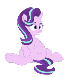 Size: 1400x1600 | Tagged: safe, artist:scobionicle99, starlight glimmer, pony, unicorn, belly, belly button, big belly, chubby, chubby glimmer, fat, female, gritted teeth, hoof on belly, mare, muffin top, sitting, solo, starlard glimmer