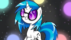 Size: 1024x576 | Tagged: safe, artist:bonsia-lucky, dj pon-3, vinyl scratch, pony, unicorn, female, horn, mare, solo