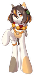 Size: 875x1824 | Tagged: safe, artist:ponyinsideme, oc, oc only, bell, bell collar, collar, holly, jingle bells, raised hoof, simple background, solo, transparent background