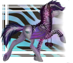 Size: 614x534 | Tagged: artist needed, safe, oc, oc only, oc:daturea eventide, bat pony, zebra, clothes, solo, sweater