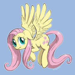 Size: 1000x1000 | Tagged: safe, artist:tehflah, fluttershy, pegasus, pony, colored pupils, cute, floppy ears, flying, looking at you, looking sideways, nervous, redraw, shyabetes, simple background, solo, spread wings