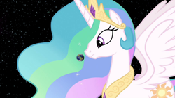 Size: 1500x844 | Tagged: safe, princess celestia, alicorn, pony, earth, giant pony, giantess, giantlestia, macro, mega celestia, pony bigger than a planet, solo, space