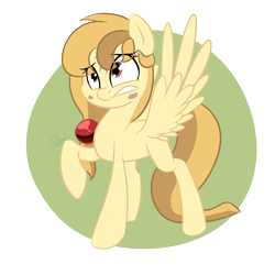 Size: 1000x1000 | Tagged: safe, artist:chibadeer, oc, oc only, oc:alice goldenfeather, pegasus, pony, female, mare, raised hoof, scared, solo