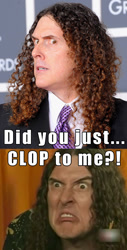 Size: 600x1184 | Tagged: safe, cheese sandwich, human, barely pony related, clop, irl, irl human, photo, text, weird al yankovic