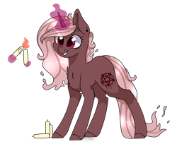 Size: 2673x2181 | Tagged: safe, artist:ohhoneybee, oc, oc only, oc:crona, candle, magic, pentagram, solo