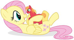 Size: 1016x555 | Tagged: safe, artist:ezidze, big macintosh, fluttershy, earth pony, pegasus, pony, fluttermac, male, micro, shipping, stallion, straight