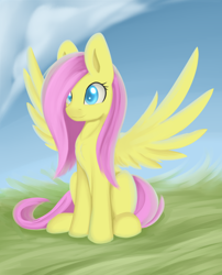 Size: 1024x1266 | Tagged: safe, artist:dusthiel, fluttershy, pegasus, pony, colored pupils, cute, shyabetes, sitting, solo, spread wings