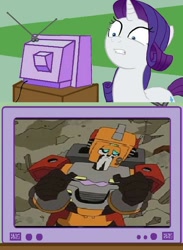 Size: 563x770 | Tagged: safe, derpibooru import, rarity, pony, unicorn, exploitable meme, meme, transformers, tv meme, van dyke, weird al yankovic, wreck-gar