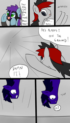 Size: 900x1575 | Tagged: safe, artist:teb, oc, oc only, pegasus, pony, unicorn, comic, dialogue, micro