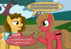 Size: 1148x800 | Tagged: safe, artist:ladyanidraws, oc, oc:pun, earth pony, pony, accordion, ask pun, female, mare, musical instrument, ponified, weird al yankovic