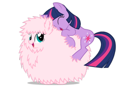 Size: 550x400 | Tagged: safe, artist:mixermike622, twilight sparkle, oc, oc:fluffle puff, earth pony, original species, pony, unicorn, cuddling, cute, duo, duo female, eyes closed, female, happy, hug, mare, nuzzling, open mouth, simple background, smiling, snuggling, transparent background, vector