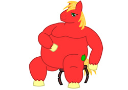 Size: 1280x900 | Tagged: artist needed, safe, big macintosh, pony, 1000 hours in ms paint, belly, bhm, big belly, bigger macintosh, fat, furniture abuse, male, moobs, rolls of fat, solo