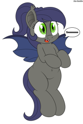 Size: 3667x5500 | Tagged: safe, artist:an-tonio, derpibooru exclusive, oc, oc only, oc:frostbite, bat pony, pony, semi-anthro, absurd resolution, belly button, eeee, simple background, solo, transparent background