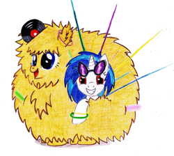 Size: 944x847 | Tagged: safe, artist:moonlight-ki, dj pon-3, vinyl scratch, oc, oc:fluffle puff, pony, unicorn