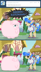 Size: 650x1135 | Tagged: safe, artist:mixermike622, sapphire shores, oc, oc:fluffle puff, tumblr, tumblr:ask fluffle puff