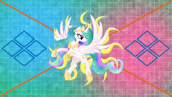 Size: 3840x2160 | Tagged: safe, artist:laszlvfx, artist:spier17, edit, princess celestia, alicorn, pony, flying, high res, solo, sun, wallpaper, wallpaper edit