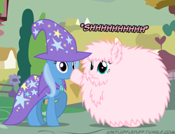 Size: 650x500 | Tagged: safe, artist:mixermike622, trixie, oc, oc:fluffle puff, shush, tumblr:ask fluffle puff