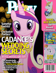 Size: 1700x2200 | Tagged: safe, artist:dutchess6942, fleur-de-lis, prince blueblood, princess cadance, soarin', spitfire, oc, oc:fluffle puff, alicorn, pony, a canterlot wedding, sweet and elite, the best night ever, magazine, magazine cover, parody, people magazine