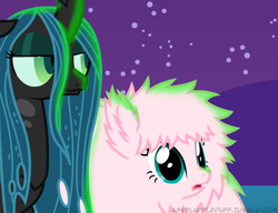 Size: 650x500 | Tagged: safe, artist:mixermike622, derpibooru import, queen chrysalis, oc, oc:fluffle puff, changeling, changeling queen, tumblr:ask fluffle puff