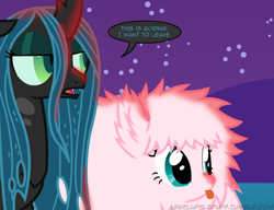 Size: 650x500 | Tagged: safe, artist:mixermike622, derpibooru import, queen chrysalis, oc, oc:fluffle puff, changeling, changeling queen, tumblr:ask fluffle puff