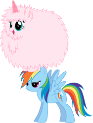 Size: 8000x10643 | Tagged: safe, artist:mactavish1996, derpibooru import, rainbow dash, oc, oc:fluffle puff, pegasus, pony, absurd resolution, pink fluffy unicorns dancing on rainbows, simple background, transparent background, vector