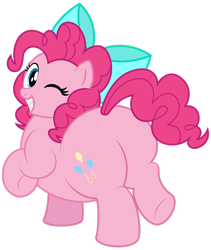 Size: 1920x2275 | Tagged: safe, artist:aleximusprime, pinkie pie, earth pony, pony, balloonbutt, bow, butt, cute, diapinkes, fat, female, hair bow, looking back, mare, older pinkie pie, one eye closed, plot, plump, pudgy pie, simple background, smiling, solo, thick, transparent background, wink