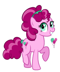 Size: 1152x1368 | Tagged: safe, artist:thecheeseburger, pinkie pie, oc, oc only, oc:rosie tart, earth pony, pony, alternate universe, female, mare, simple background, solo, transparent background