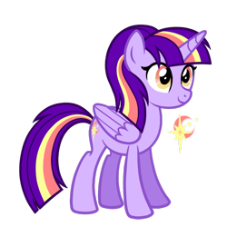 Size: 1008x1008 | Tagged: safe, artist:thecheeseburger, twilight sparkle, twilight sparkle (alicorn), oc, oc only, oc:sundown twinkle, alicorn, pony, alicorn oc, alternate universe, female, mare, simple background, solo, transparent background