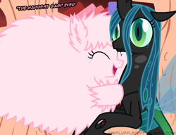 Size: 650x500 | Tagged: safe, artist:mixermike622, derpibooru import, queen chrysalis, oc, oc:fluffle puff, changeling, changeling queen, derpibooru, tumblr:ask fluffle puff