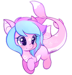 Size: 1100x1150 | Tagged: safe, artist:mrsremi, oc, oc only, oc:seatune serenade, dolphin pony, original species, blushing, cute, heart eyes, simple background, smiling, solo, transparent background, wingding eyes