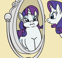 Size: 750x706 | Tagged: artist needed, safe, rarity, pony, unicorn, /mlp/, anorexia, convex mirror, fat, female, mare, mirror, ponified, ponified animal photo, raritubby, reflection, simple background, thick