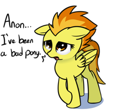 Size: 1280x1158 | Tagged: safe, artist:neuro, spitfire, pegasus, pony, bad pony, cute, floppy ears, implied anon, sad, simple background, solo, transparent background