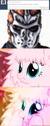 Size: 650x1625 | Tagged: safe, artist:mixermike622, oc, oc only, oc:fluffle puff, jason voorhees, jason x, tumblr, tumblr:ask fluffle puff