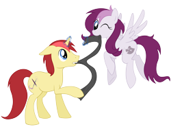 Size: 5333x4000 | Tagged: safe, artist:isegrim87, oc, oc only, oc:ace artistry, oc:happy hoax, pegasus, pony, unicorn, absurd resolution, bronies.de, clothes, scarf, simple background, transparent background