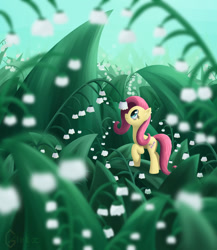 Size: 1100x1266 | Tagged: safe, artist:galekz, fluttershy, pegasus, pony, flower, grass, micro, solo