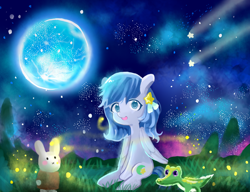 Size: 1300x1000 | Tagged: artist needed, safe, gummy, oc, oc only, firefly (insect), pegasus, pony, cute, female, mare, moon, night, shooting star