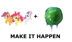 Size: 1008x600 | Tagged: safe, apple bloom, scootaloo, sweetie belle, cutie mark crusaders, exploitable meme, inevitable dead body, make it happen, meta, scp, scp foundation, scp-447