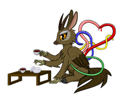 Size: 2700x2132 | Tagged: safe, artist:octishmocti, chimera, hippogriff, countess of folas, duchess of fatyma, female, food, hippogriffied, marquisette of dispria, scp, scp foundation, scp-2703-1, simple background, solo, species swap, sugarcube, tea, tentacles, transparent background, vector