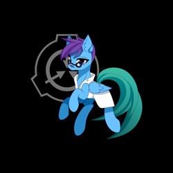 Size: 3072x3072 | Tagged: safe, artist:alus, oc, oc only, oc:dr.picsell dois, pegasus, pony, clothes, lab coat, male, scp, scp foundation, simple background, solo